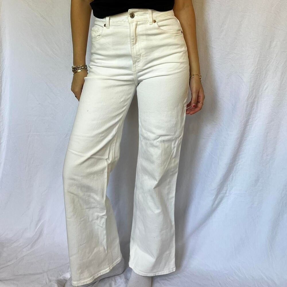 H-m Women's White and Cream Jeans